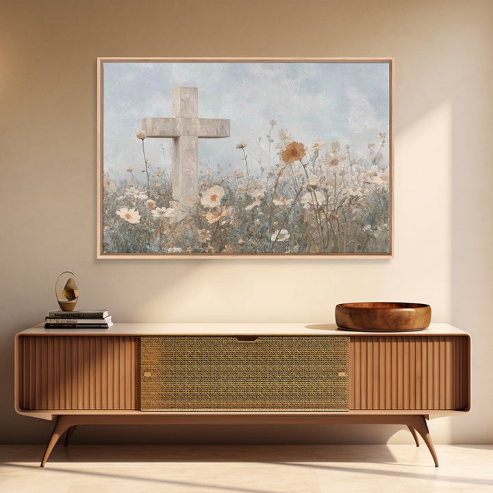 Field Of Mercy, Framed Canvas Print, Christian Art Print, Christian Wall Art, Abstract Christian Art, Christian Gift, Jesus Painting