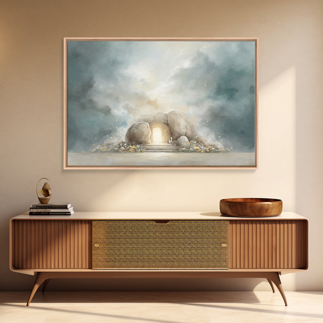 Tomb Of Hope – Framed Canvas Print – Christian Art Canvas – Christian Wall Art – Christian Christmas Decor – Jesus Christmas Art – Subtle C