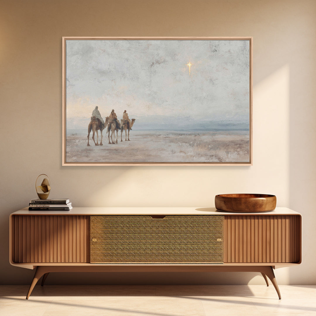 Desert Star Quest – Framed Canvas Print – Christian Christmas Art – Christian Art Canvas – Christmas Wall Art – Unique Christian Art – Jesu