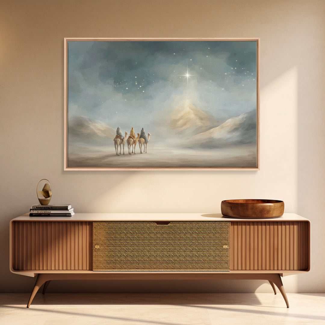 Mystic Star Road | Framed Canvas Print | Christmas Art Framed | Christian Wall Art | Christian Christmas Art | Jesus Painting | Christian A
