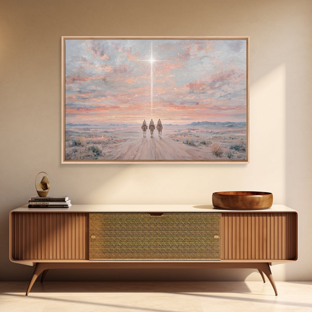 Divine Star Path – Framed Canvas Print – Christmas Art Work – Christian Art Canvas – Christian Wall Art – Christian Christmas Decorations –