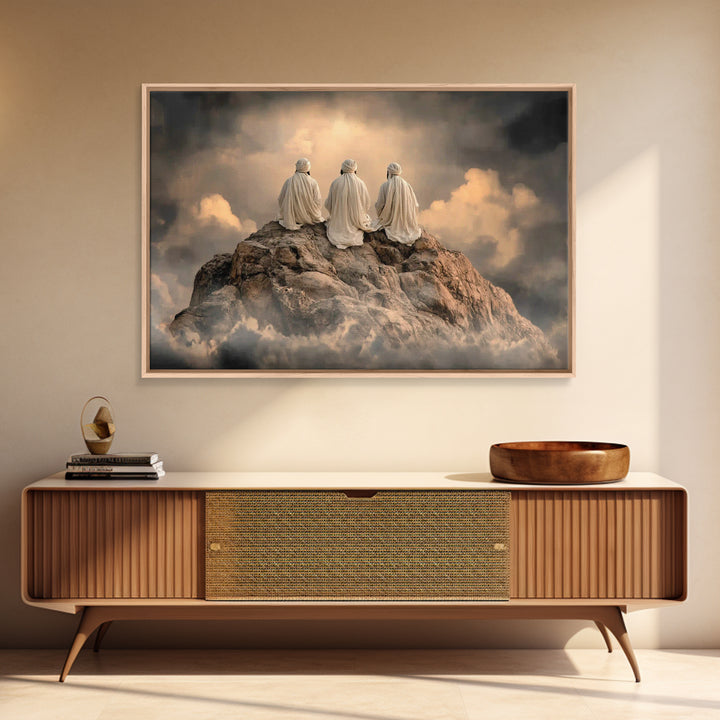 Sacred Summit Calm | Framed Canvas Print | Christian Wall Art | Christian Art Canvas | Jesus Painting | Moody Christian Art | Christian Gif