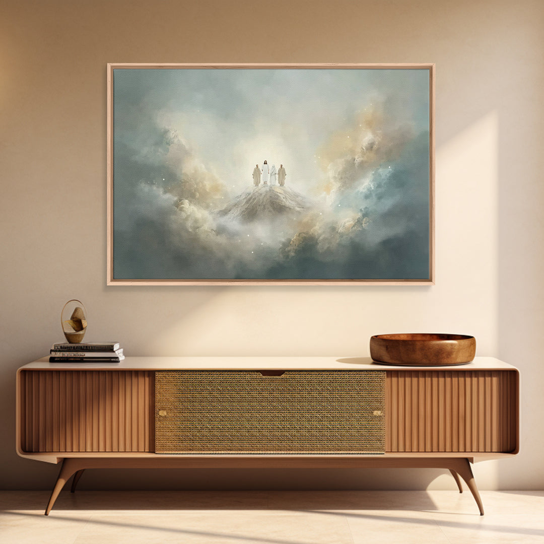 Mountaintop Glory – Framed Canvas Print – Christian Christmas Art – Christian Art Canvas – Christian Wall Art – Jesus Painting – Modern Chr