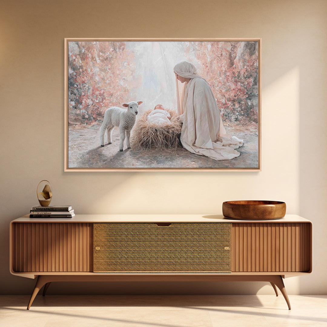 Bethlehem Grace, Framed Canvas Print, Christian Christmas Art, Christian Wall Art, Jesus Painting, Christian Art Canvas, Christmas Art Prin