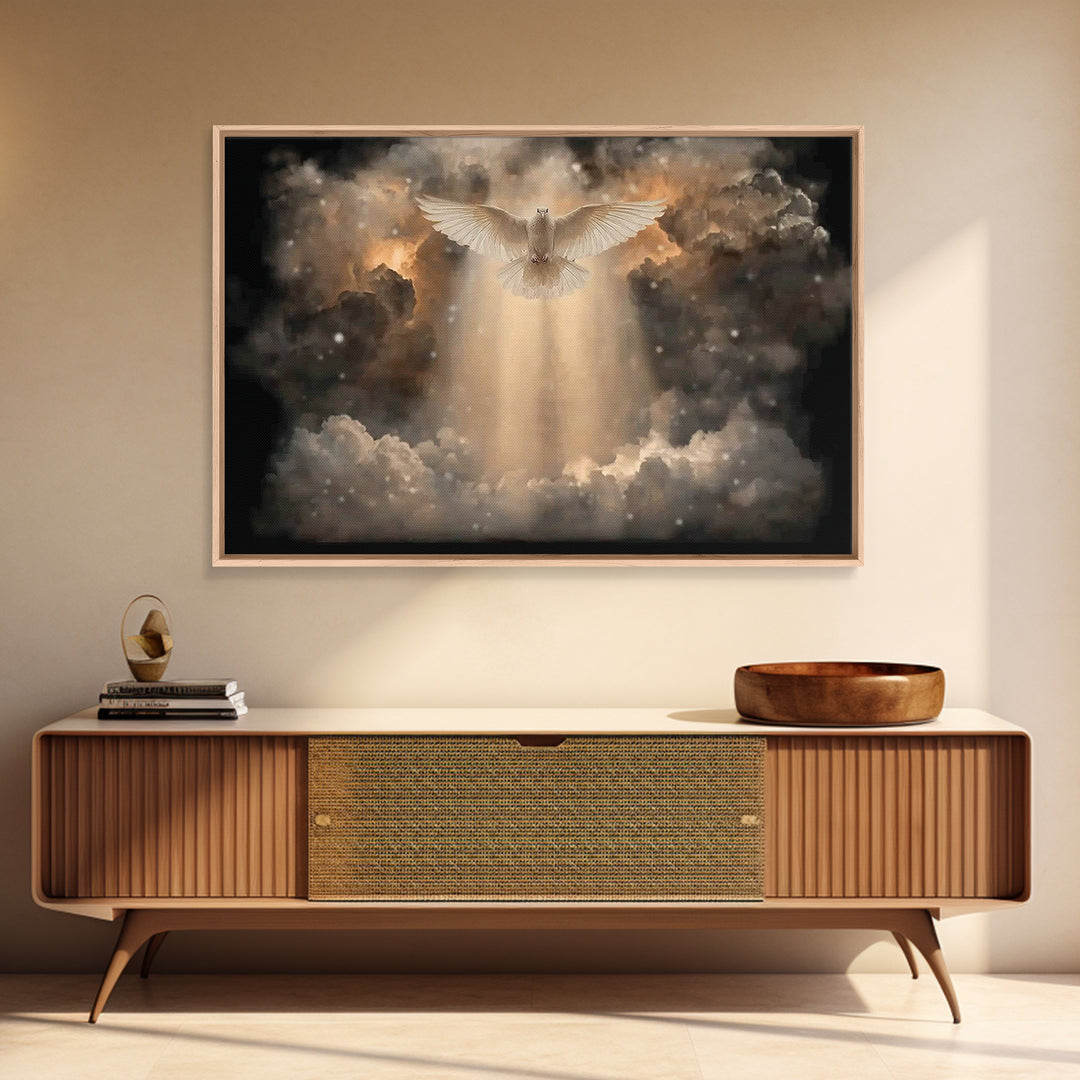 Heavenly Descent – Framed Canvas Print – Christian Wall Art – Christian Art Canvas – Christian Christmas Art – Jesus Painting