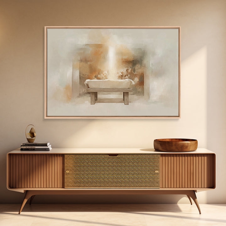 Holy Cradle | Framed Canvas Print | Christian Art Canvas | Christian Christmas Art | Christian Wall Art | Jesus Painting