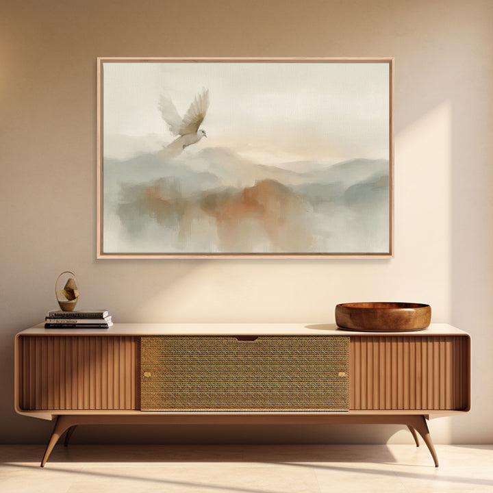 Peaceful Dove Rise – Framed Canvas Print – Christian Wall Art – Christian Art Canvas – Christian Art – Christmas Art – Christian Gift Ideas
