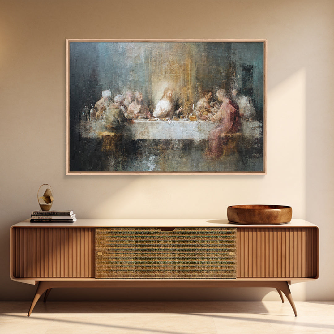Last Supper Reverence, Framed Canvas Print, Christian Wall Art, Christian Art Canvas, Christian Painting, Vintage Christian Art, Christian