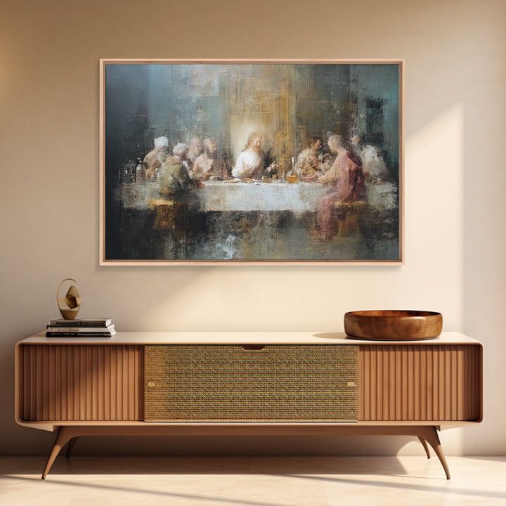 Last Supper Reverence, Framed Canvas Print, Christian Wall Art, Christian Art Canvas, Christian Painting, Vintage Christian Art, Christian