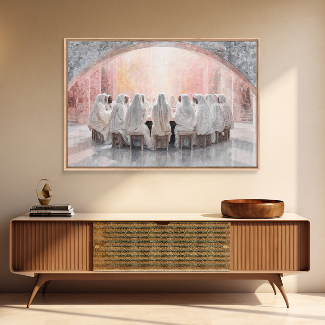 Holy Gathering Light, Framed Canvas Print, Christian Art Canvas, Christian Wall Art, Christian Paintings, Christmas Art, Christian Decor