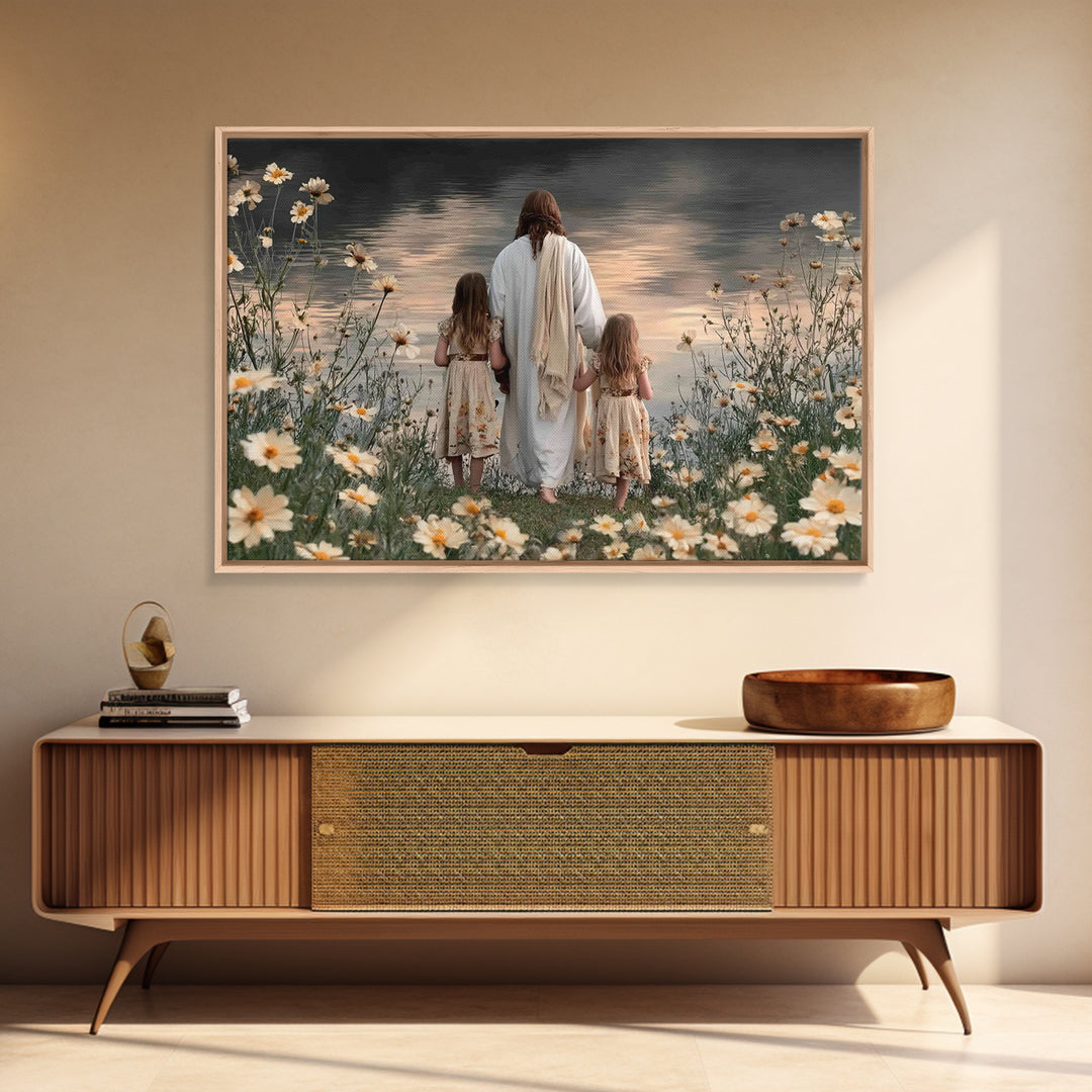 Silent Flock | Framed Canvas Print | Christian Decor For Home | Christian Art Print | Christmas Wall Art | Jesus Christmas Art