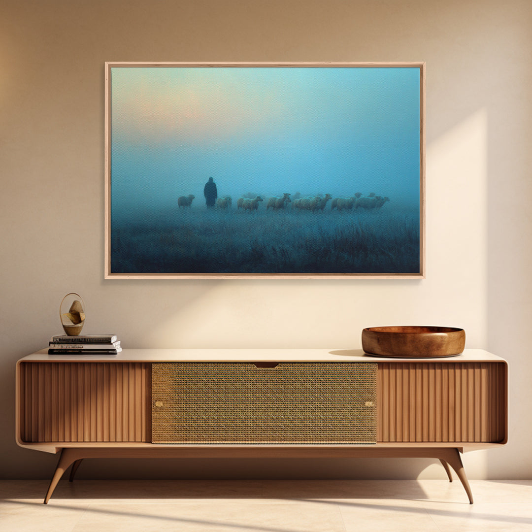 Lighted Journey – Framed Canvas Print – Jesus Wall Art – Christian Art Canvas – Moody Christian Art – Framed Christmas Art