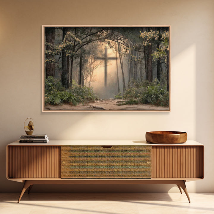 Sacred Path – Framed Canvas Print – Christian Art Work – Jesus Canvas Art – Christian Christmas Decorations – Modern Christian Painting