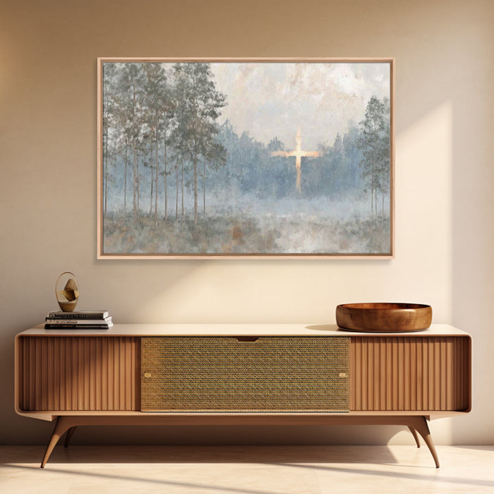 Woodland Peace – Framed Canvas Print – Jesus Painting – Christian Wall Art – Moody Christian Art – Christian Art Canvas – Large Christian P