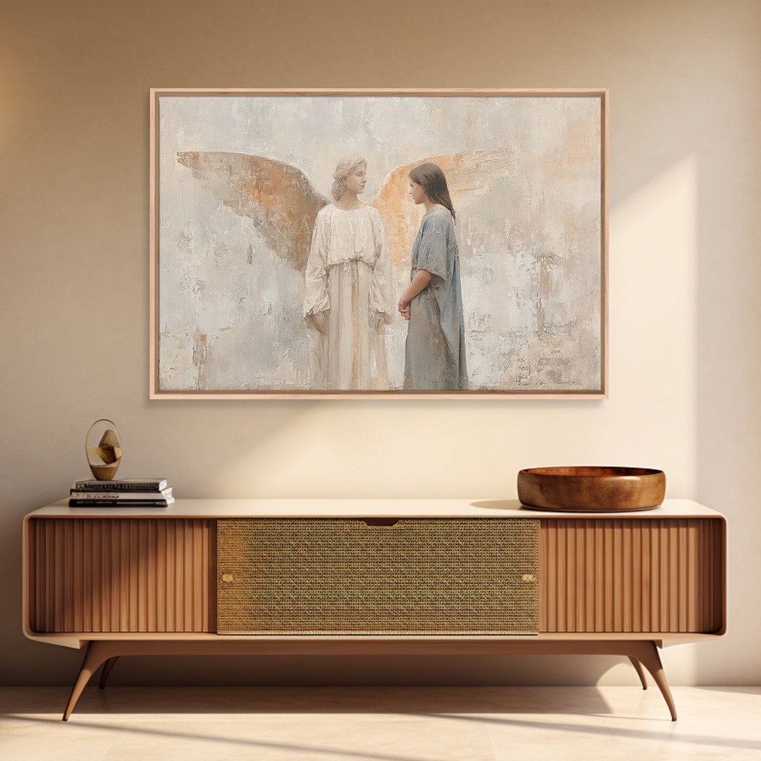 Angels In Light – Framed Canvas Print – Christian Wall Art – Christian Christmas Art – Christian Art Canvas – Christmas Wall Art – Christia