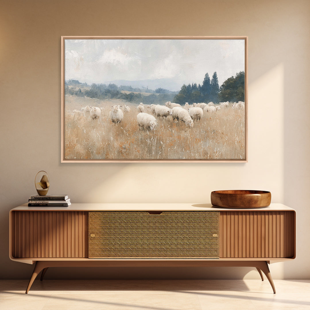 The Quiet Shepherd, Framed Canvas Print, Christian Wall Art, Jesus Painting, Christian Art Print, Christmas Art, Christian Christmas Art