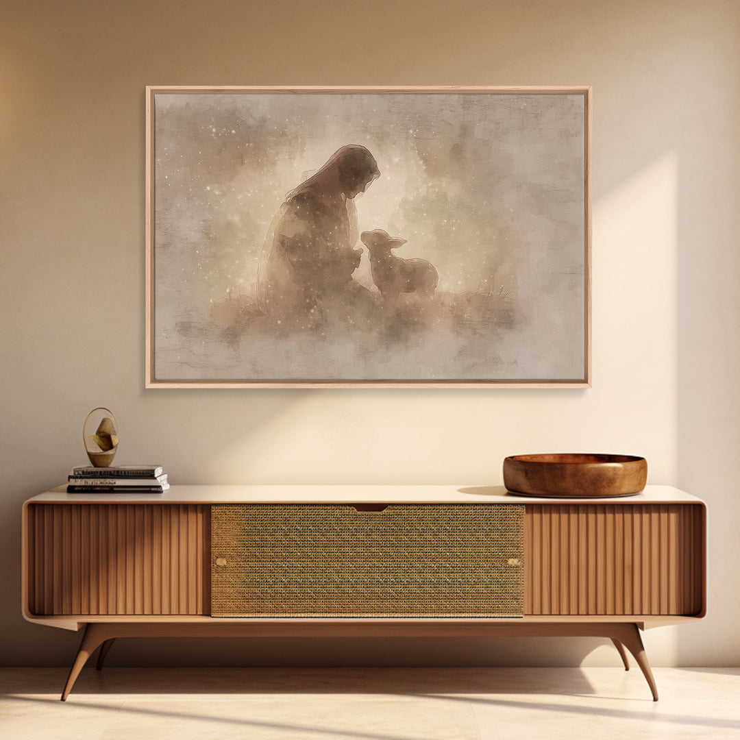Dawnlight Sanctuary, Framed Canvas Print, Christian Art, Christian Art Canvas, Christian Wall Art, Jesus Painting, Modern Christian Art