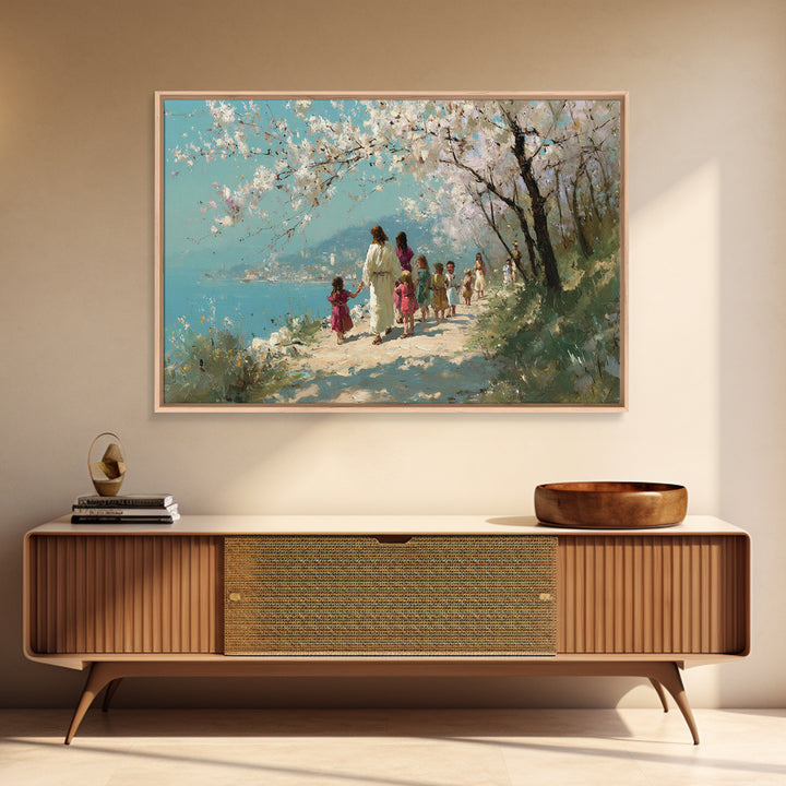 Blossoms Of Mercy | Framed Canvas Print | Christian Art Canvas | Modern Christian Art | Jesus Painting | Christmas Art Prints | Christian G