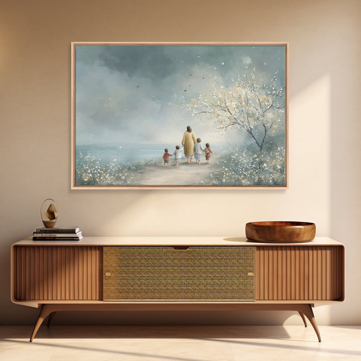 Sacred Stillness – Framed Canvas Print – Christian Wall Art – Jesus Art Print – Large Christian Painting – Christmas Art Work – Christian D