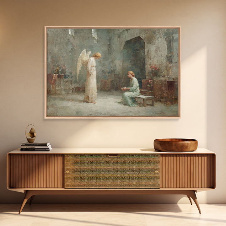 Holy Annunciation – Framed Canvas Print – Christian Christmas Art – Christian Art Canvas – Christian Wall Art – Moody Christian Art – Chris