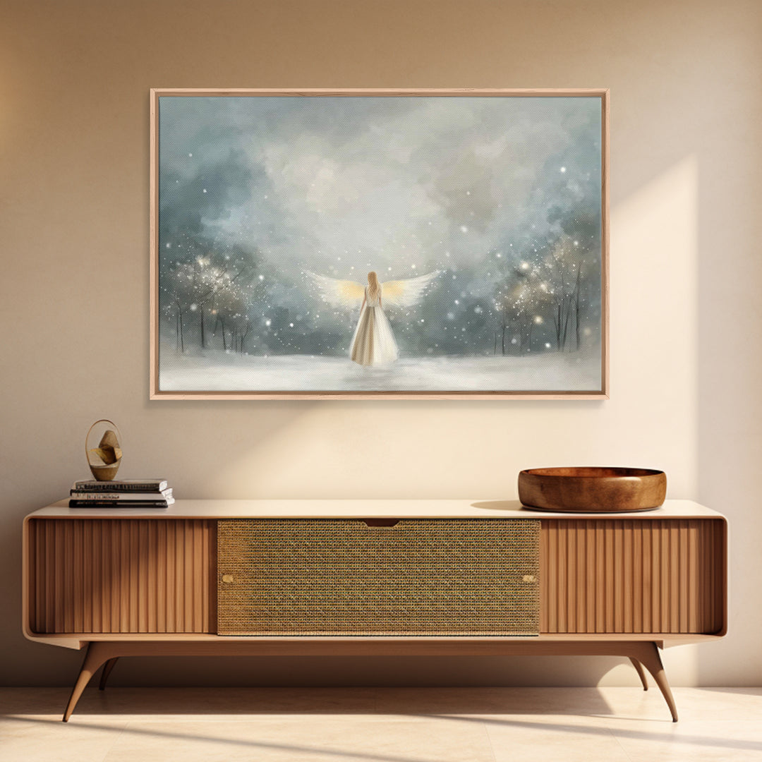 Hilltop Crosslight – Framed Canvas Print – Christian Art – Christian Wall Art – Moody Christian Art – Christian Art Canvas – Christmas Art