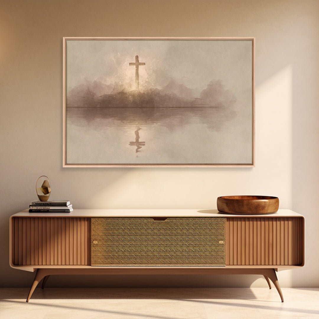 Starborne Cross – Framed Canvas Print – Christian Art – Christian Art Canvas – Moody Christian Art – Christian Art Painting – Christian Wal