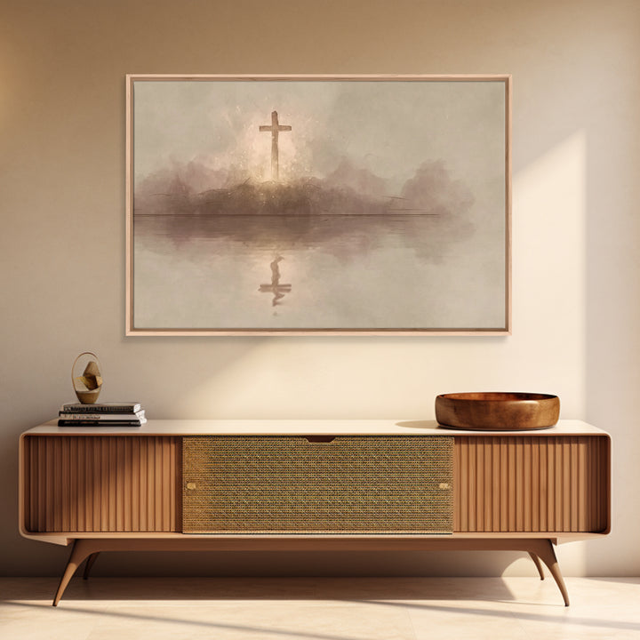Starborne Cross – Framed Canvas Print – Christian Art – Christian Art Canvas – Moody Christian Art – Christian Art Painting – Christian Wal