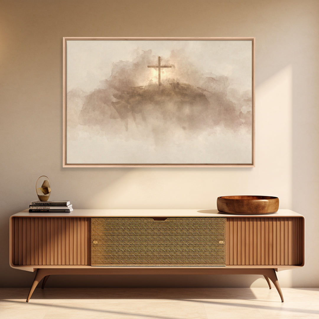 Quiet Communion Glow – Framed Canvas Print – Christian Art Canvas – Christmas Wall Art – Christian Wall Art – Christian Painting – Christia