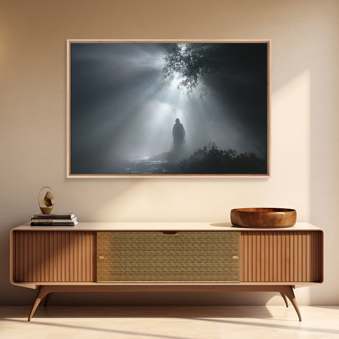 Evening Lily Lamb – Framed Canvas Print – Christian Art Work – Christian Wall Art – Christian Art Painting – Unique Christian Art – Christi