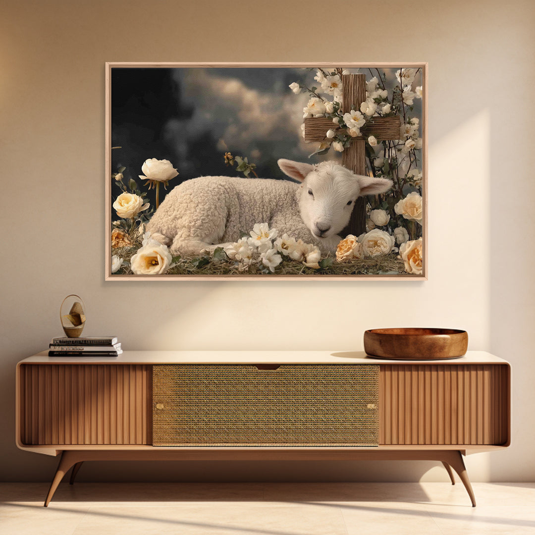 Quiet Meadow Hope, Framed Canvas Print, Christian Wall Art, Christian Art Print, Christian Painting, Modern Christian Art, Christian Christ