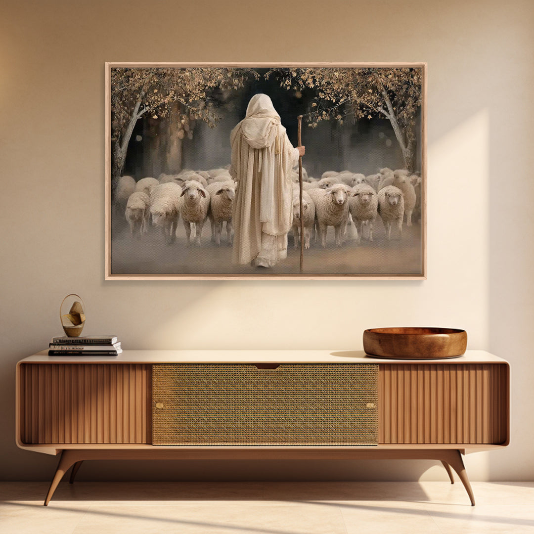Pasture Of Mercy | Framed Canvas Print | Jesus Paintings | Christian Wall Art | Christian Art Canvas | Modern Christian Painting | Christia