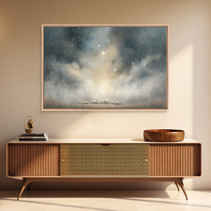 Starry Night Peace – Framed Canvas Print – Christmas Wall Art – Christian Christmas Art – Christian Art Canvas – Christian Decorations – Mo