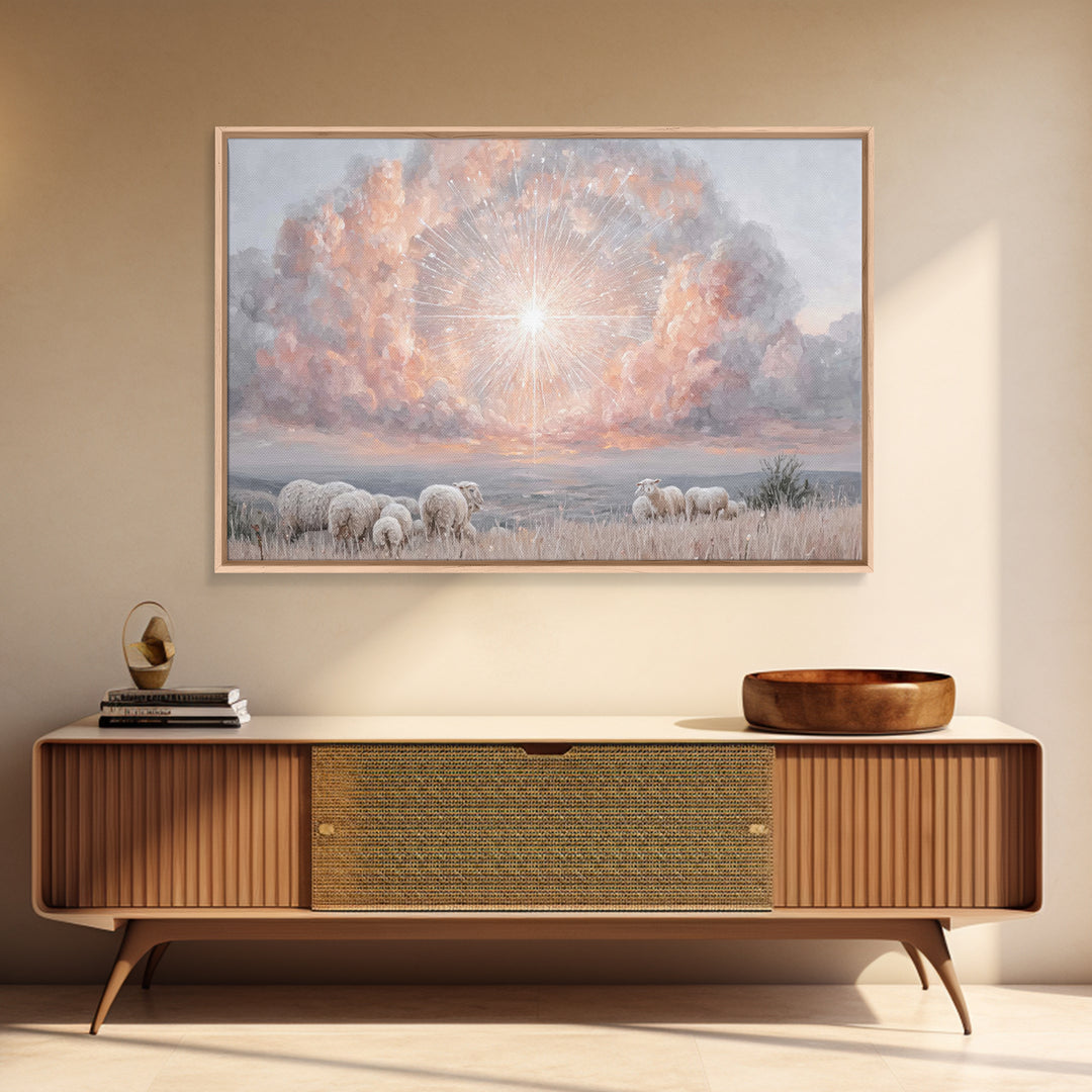 Radiant Bethlehem Sky, Framed Canvas Print, Christian Christmas Art, Christian Wall Art, Christmas Art Prints, Christian Art Canvas, Modern