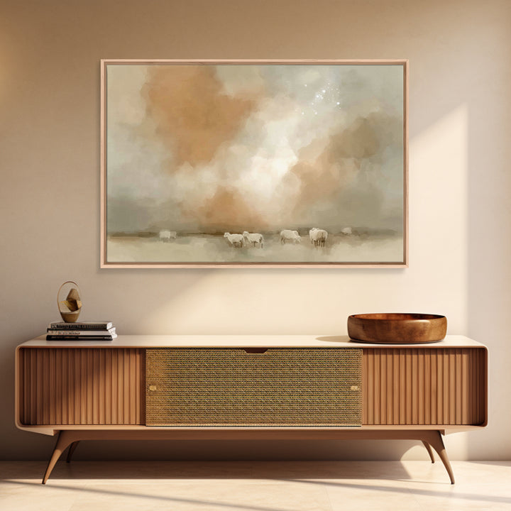Shepherds In Stillness – Framed Canvas Print – Christian Art Canvas – Subtle Christian Art – Christmas Wall Art – Christian Christmas Art –