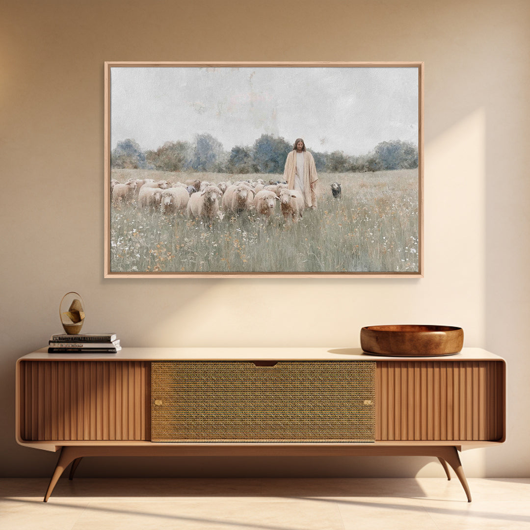 Still Meadow Grace – Framed Canvas Print – Christian Art Prints – Christian Wall Art – Jesus Painting – Christian Art Canvas – Christian Gi
