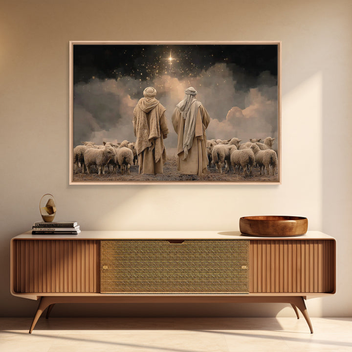Shepherds Of Glory – Framed Canvas Print – Christian Christmas Art – Christian Art Canvas – Christian Wall Art – Christmas Wall Art – Chris