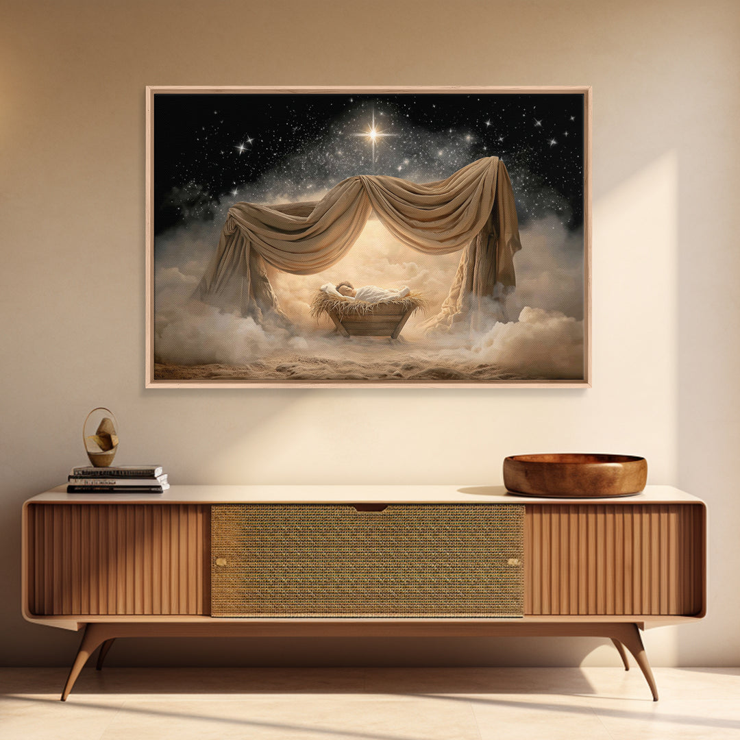 Divine Star Promise | Framed Canvas Print | Christian Art Canvas | Christian Wall Art | Christmas Art | Christian Christmas Art | Jesus Pai