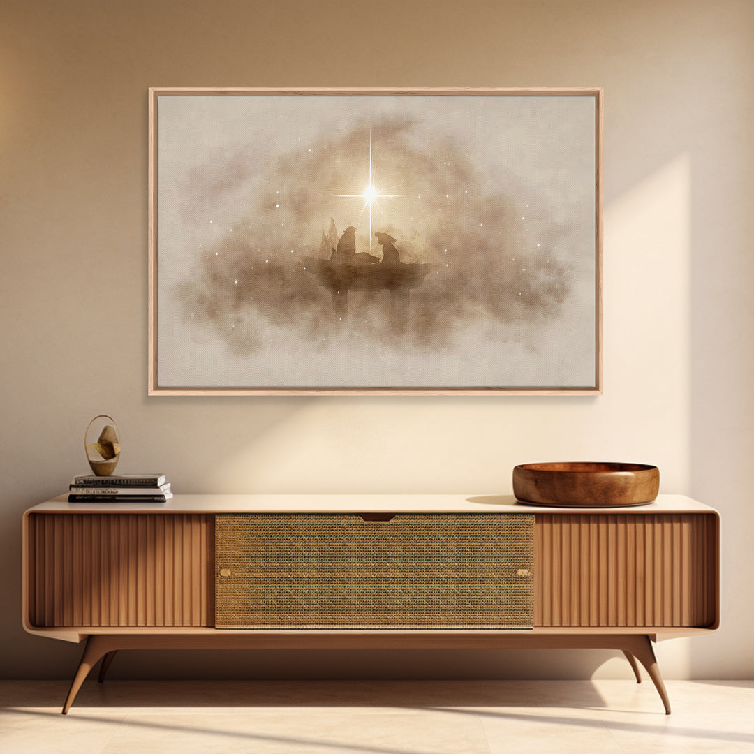 Holy Manger Light – Framed Canvas Print – Christian Wall Art – Christmas Art Prints – Christian Christmas Art – Modern Christian Art