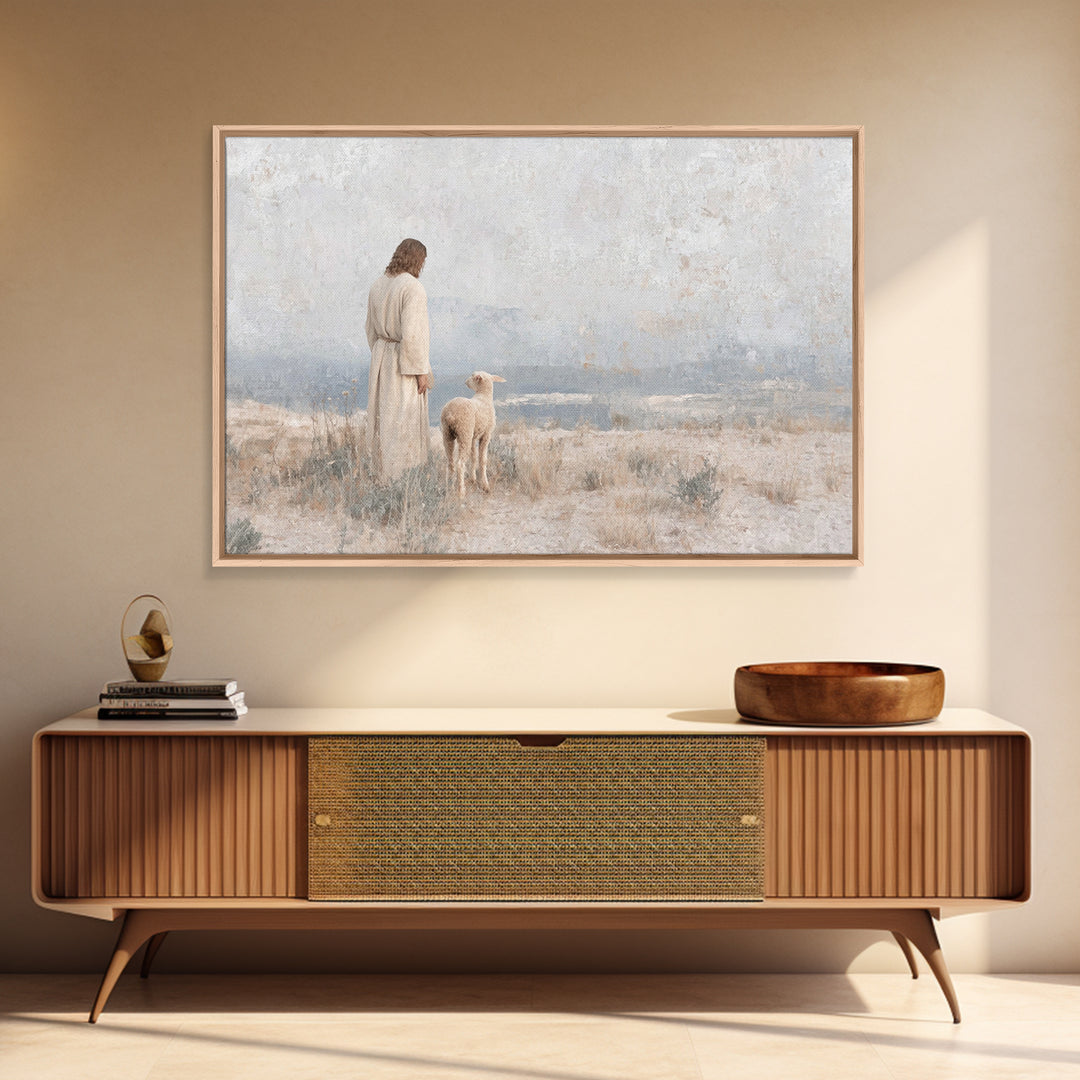Pasture Of Mercy – Framed Canvas Print – Christian Paintings – Christian Gift Ideas – Moody Christian Art – Christian Art Canvas