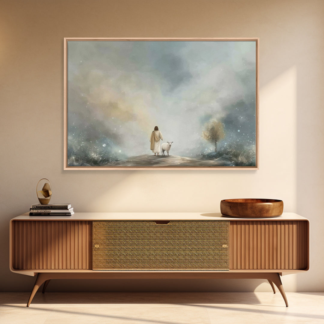 Shepherds Of Light – Framed Canvas Print – Christian Wall Art – Jesus Painting – Christian Art Canvas – Christian Decor – Christmas Art