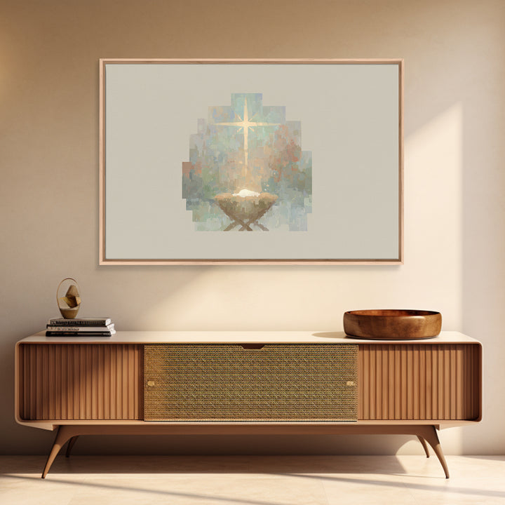 Sacred Dawn | Framed Canvas Print | Christian Art Canvas | Christmas Wall Art | Jesus Painting | Christian Christmas Art | Christian Home D