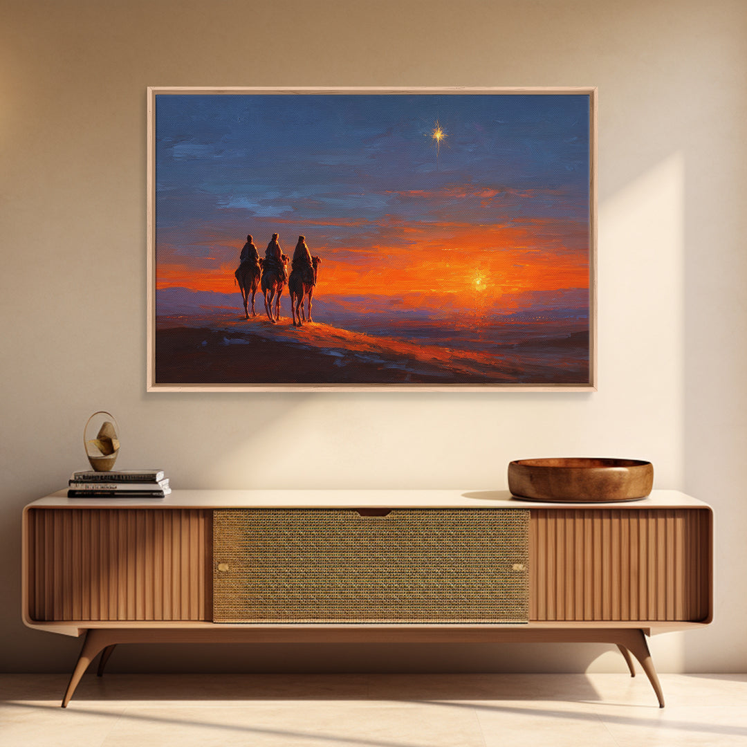Bethlehem Journey – Framed Canvas Print – Christian Art Canvas – Christian Art – Christian Christmas Art – Christmas Wall Art – Subtle Chri