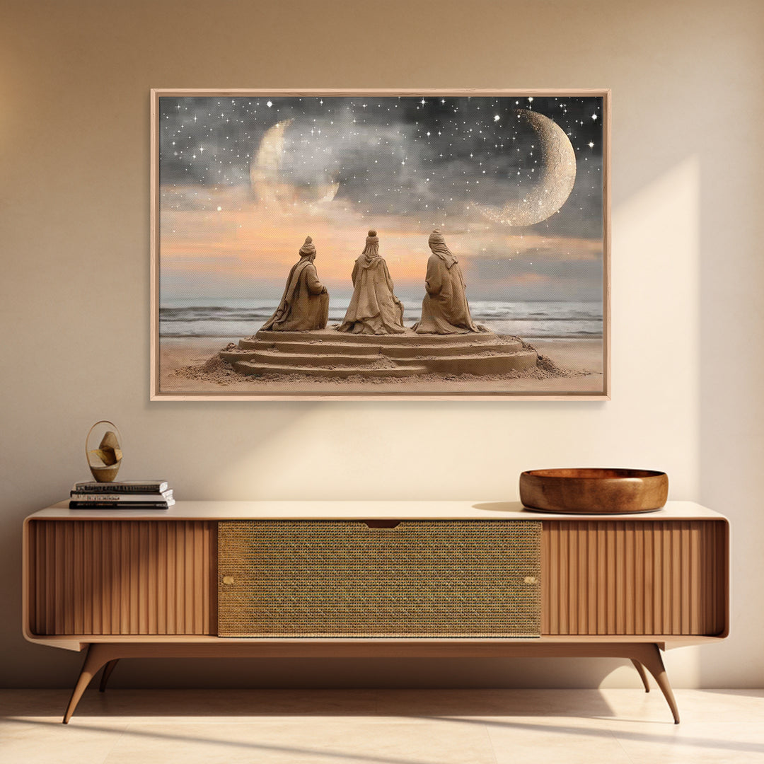 Moonlit Journey | Framed Canvas Print | Christian Wall Art | Jesus Christmas Art | Christian Art Canvas | Christmas Art | Christian Gift Id