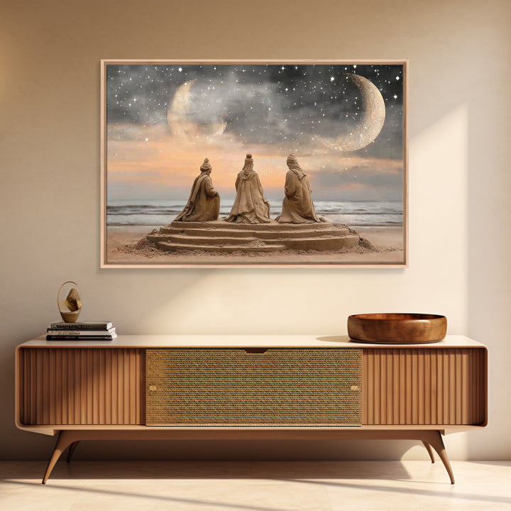 Moonlit Journey | Framed Canvas Print | Christian Wall Art | Jesus Christmas Art | Christian Art Canvas | Christmas Art | Christian Gift Id