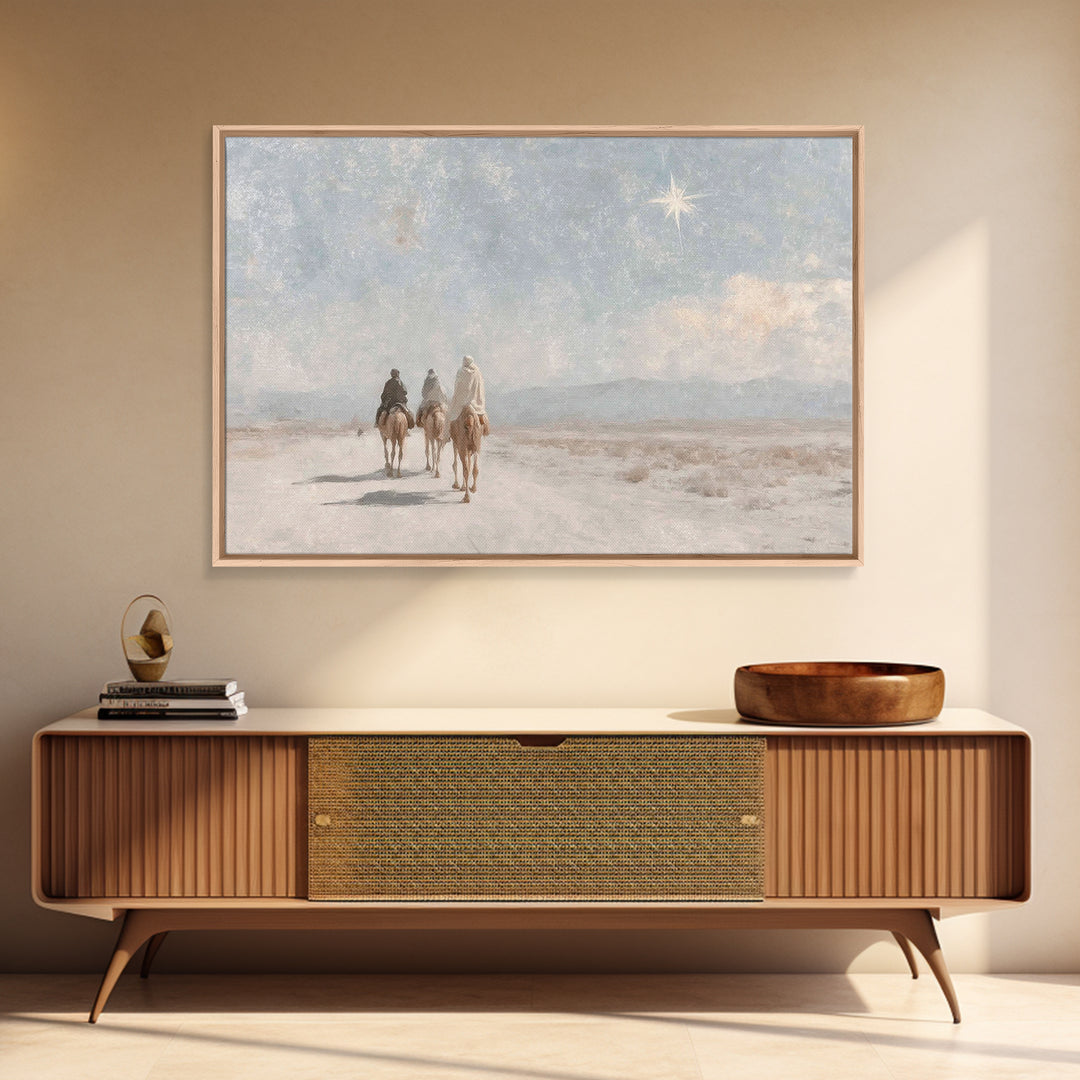 Holy Star Path – Framed Canvas Print – Christian Christmas Art – Christian Art – Christian Art Canvas – Vintage Christmas Art – Christmas W
