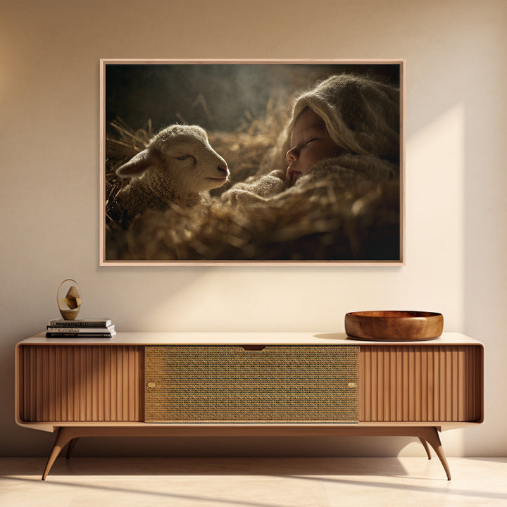 Sacred Slumber – Framed Canvas Print – Christian Art Canvas – Jesus Painting – Christian Wall Art – Christian Art – Christmas Wall Art