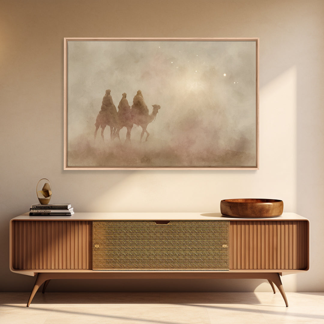 Sacred Night Trail – Framed Canvas Print – Christian Art – Christian Wall Art – Christian Christmas Art – Christmas Art Prints – Unique Chr