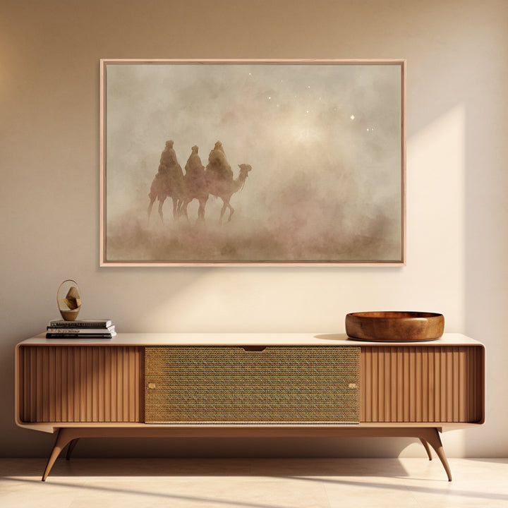 Sacred Night Trail – Framed Canvas Print – Christian Art – Christian Wall Art – Christian Christmas Art – Christmas Art Prints – Unique Chr