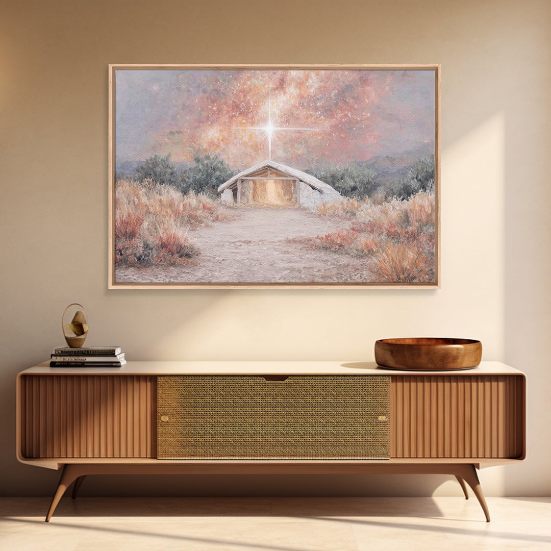 Cherished Nativity – Framed Canvas Print – Jesus Painting – Christian Art – Christian Wall Art – Christmas Wall Art – Christian Art Canvas