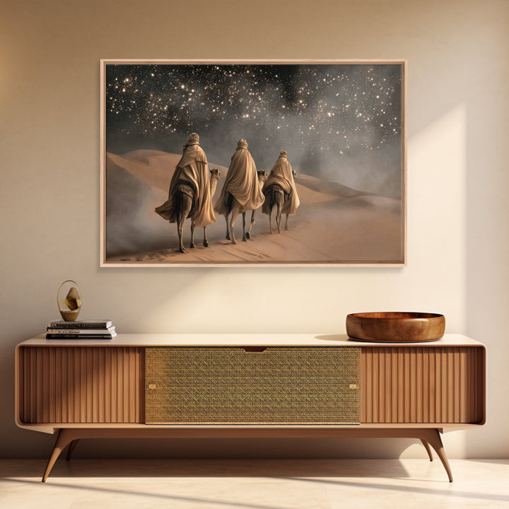 Night Of Wonder – Framed Canvas Print – Christian Art Canvas – Christian Christmas Art – Christian Wall Art – Christmas Art Work – Moody Ch